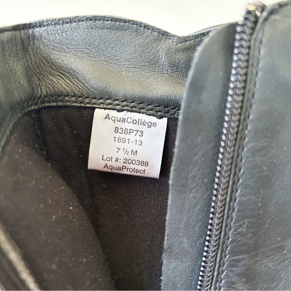 Aqua College Black Leather Chelsea Boots Square Toe Chunky Heal Women's Size 7.5 - Picture 9 of 10